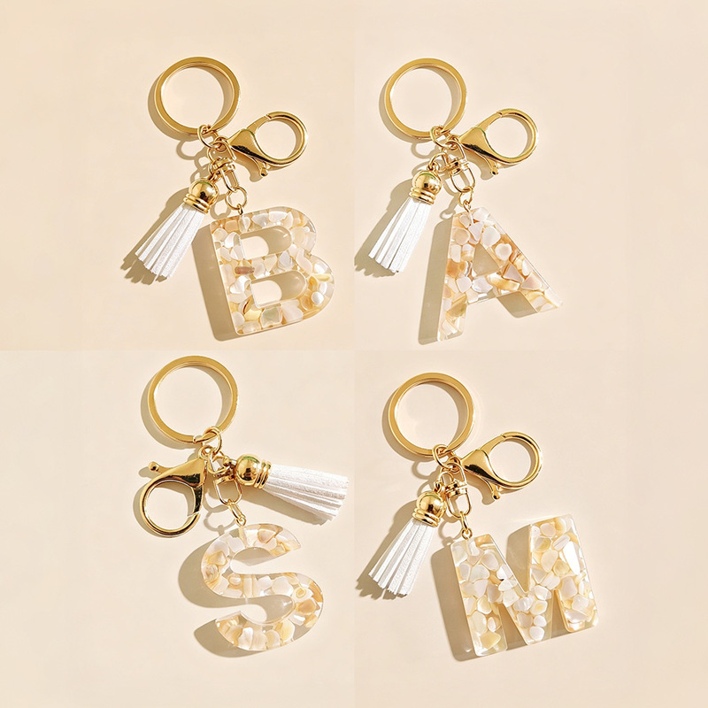 Cross-Border Initial Letter Keychain, Women's Backpack Accessory, Lobster Clasp, English Letter Tassel Keychain, Cute Pendant Cross-Border Initial Letter Keychain, Women's Backpack Accessory, Lobster Clasp, English Letter Tassel Keychain, Cute Pendant