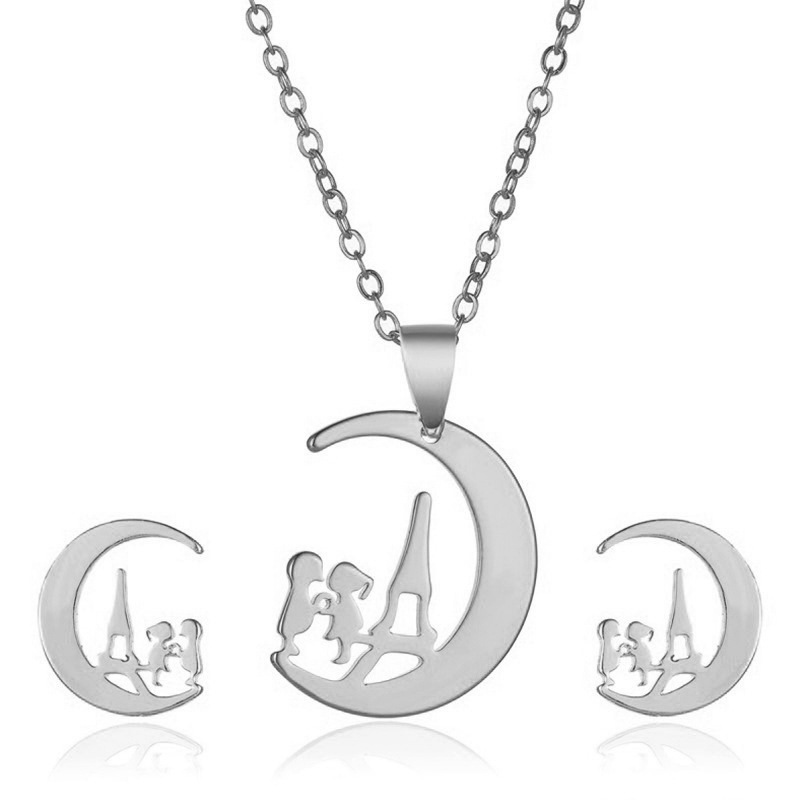 Traje de joyería de perlas de diamantes de Venta caliente transfronteriza temperamento de moda de mujer flor geométrica gota de agua collar pendientes traje