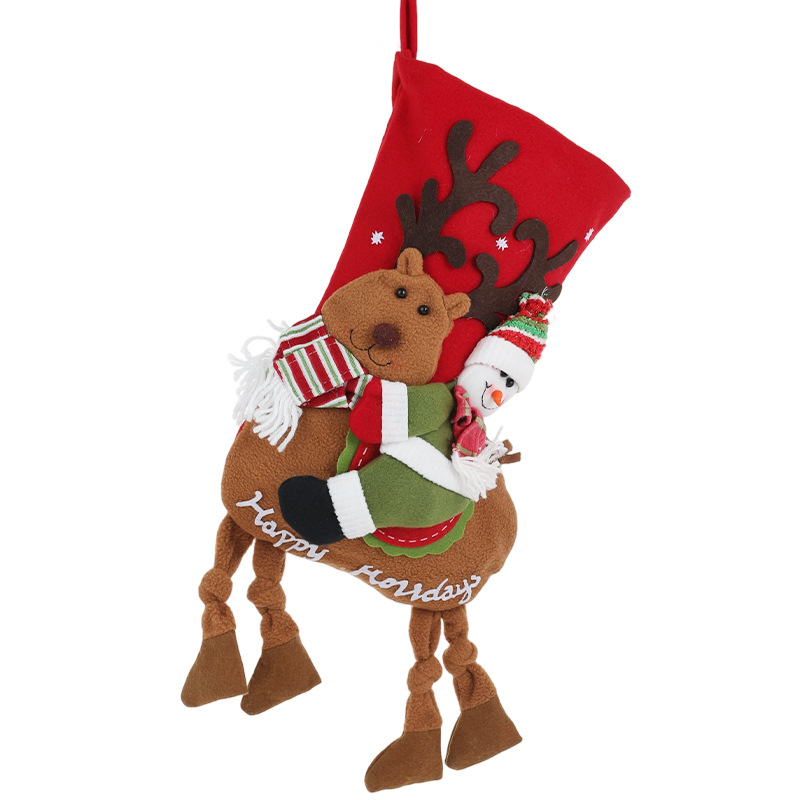 Nuevo peluche de Navidad ciervo regalo de Papá Noel bolsas de regalo decoraciones de Navidad calcetines de dibujos animados diseño de escena