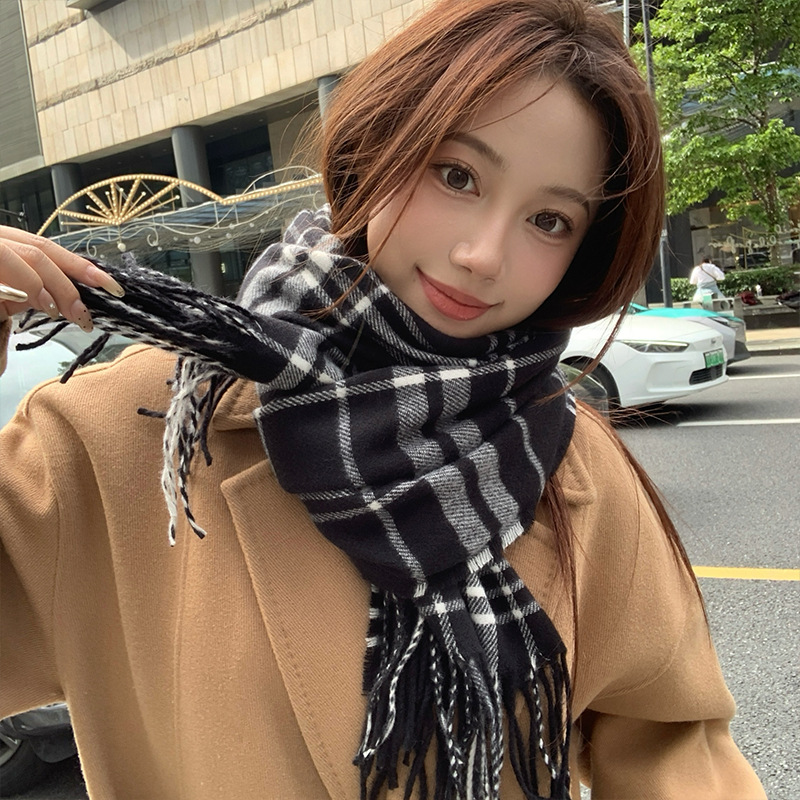 Bufandas a cuadros coreanas mujeres otoño invierno atmósfera de alto nivel nuevo estilo de calentamiento coreano para estudiantes chaleco regalo