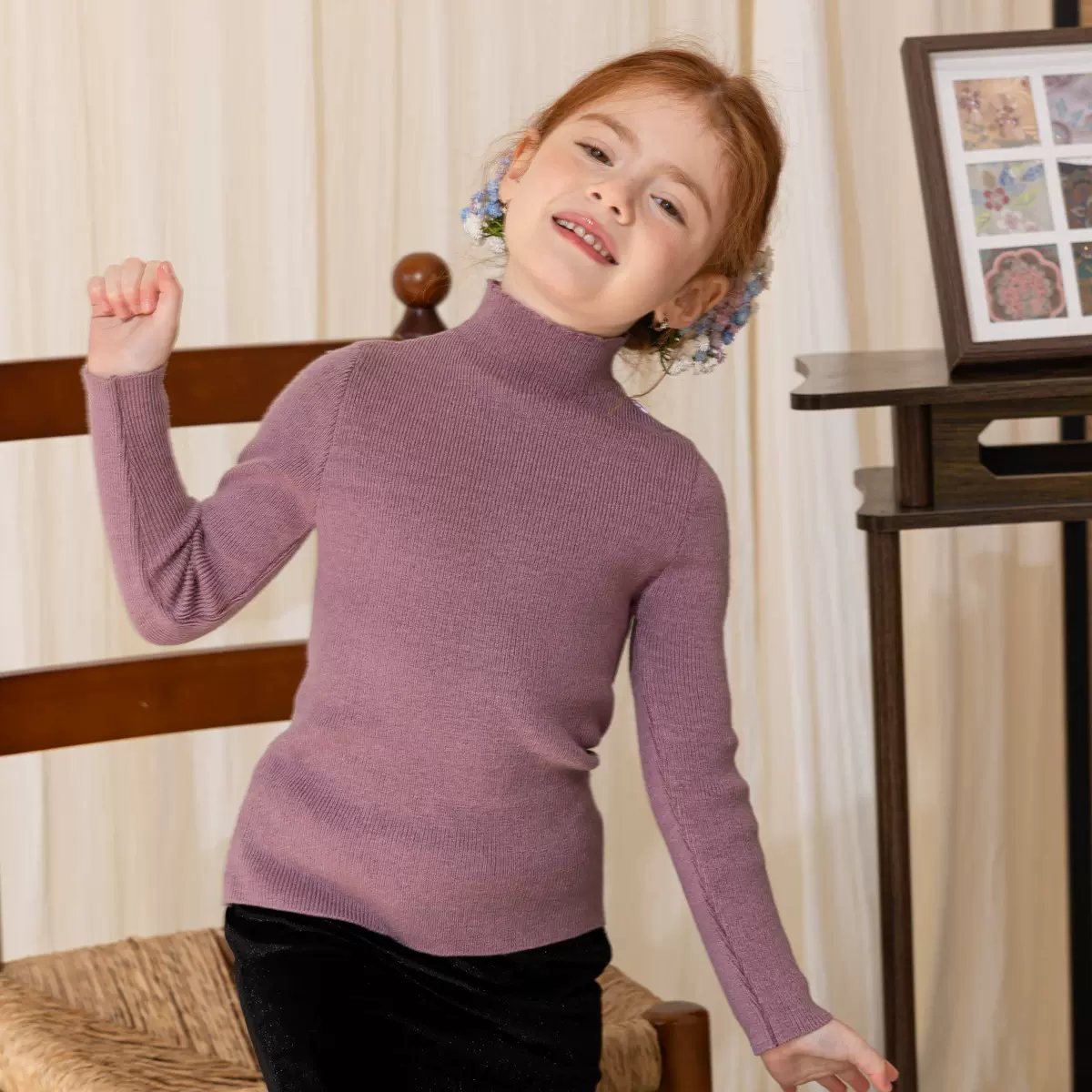 25年纯色高领针织简约百搭小女孩打底衫修身毛衣上衣儿童多色打底