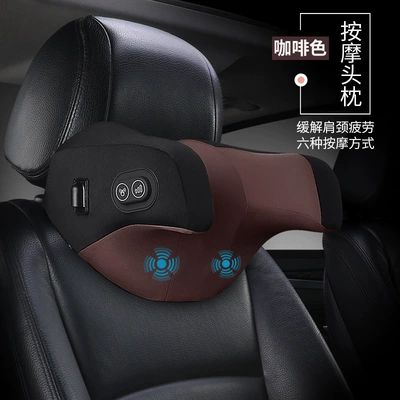 Car U-shaped Headrest Neck Pillow | Headrest - single-headrest-brown-upgrade-massage-antifreeze-memory-cotton
