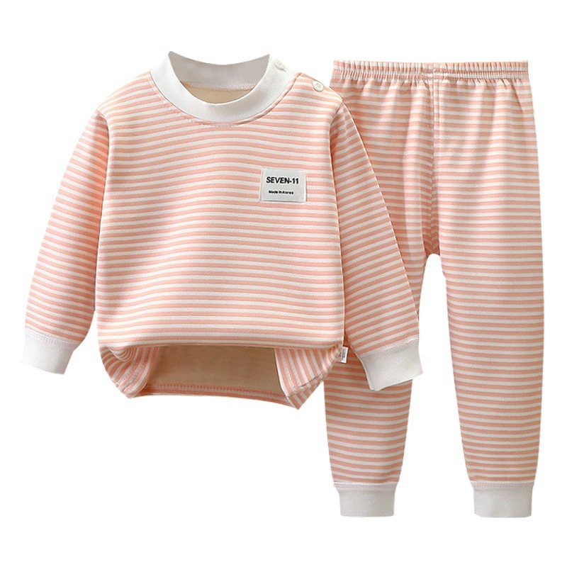 Детский костюм с термобельем Утолщенная флисовая подкладка из молочного шелка Детская осенне-зимняя осенняя одежда Осенние брюки Нижний костюм для мальчиков и девочек