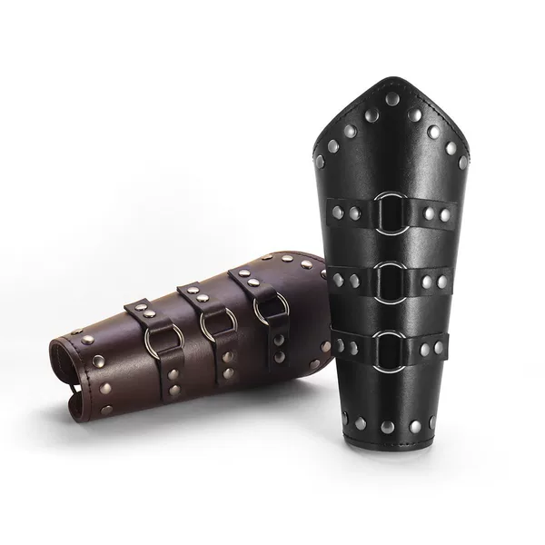 Cross-Border European and American New Style Men's Punk Medieval Leather Wrist Guards Wide Leather Retro Cycling Arm Guards and Hand Guards