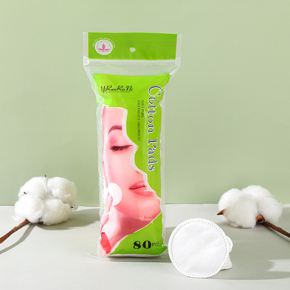 algodón cosmético desechable sin floc portátil de aplicación húmeda de algodón redondo agujero de aguja cerrado borde de cuidado de la piel limpio algodón desmaquillaje