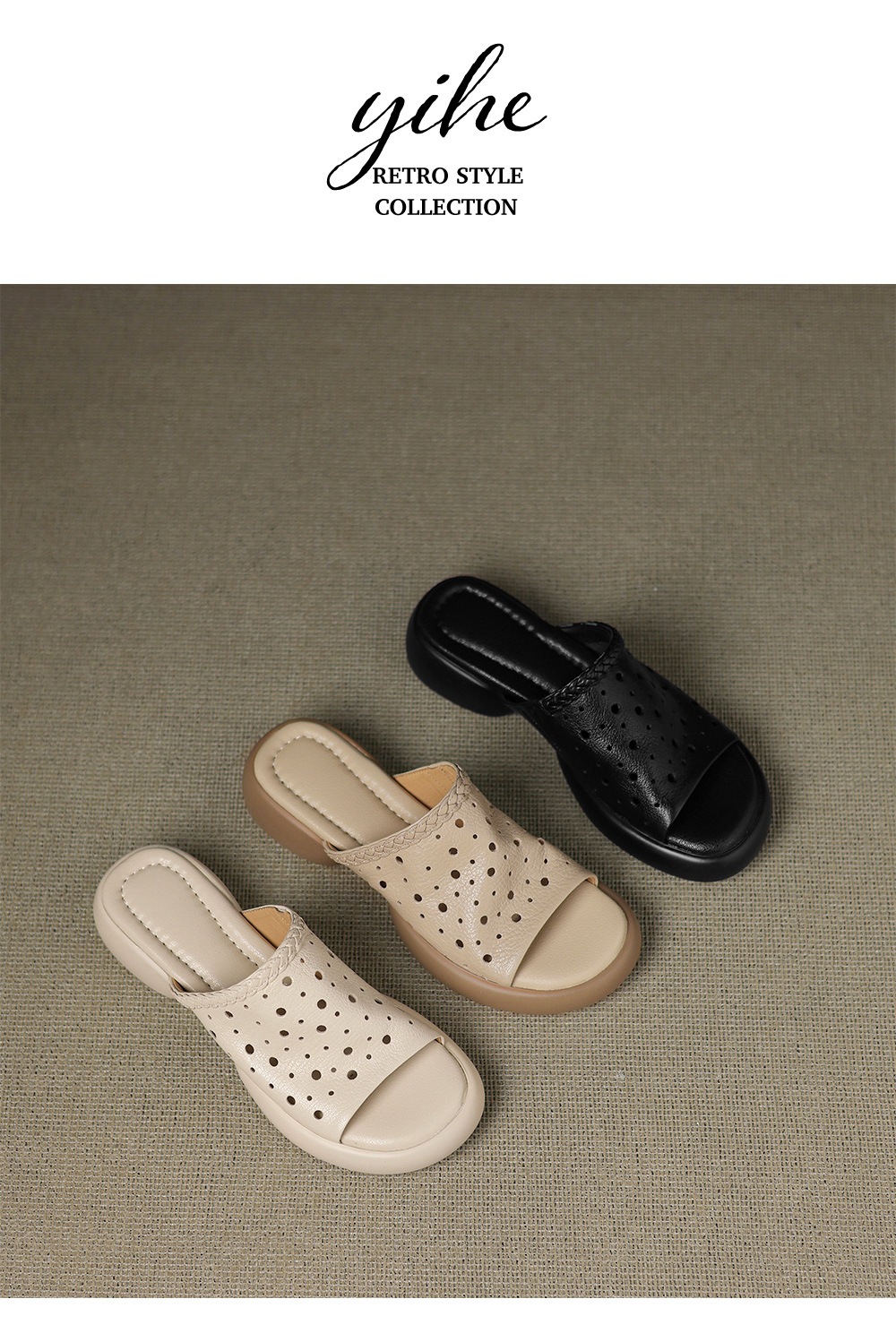 Dép sandal nữ quai chữ V đế dày da cừu mềm đi biển — đen chi tiết 18