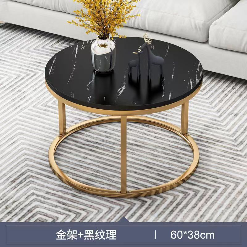 Mesa de té lujosa moderna pequeña sala de estar mesa redonda simple de mármol italiano creativo mesa de té de hierro forjado