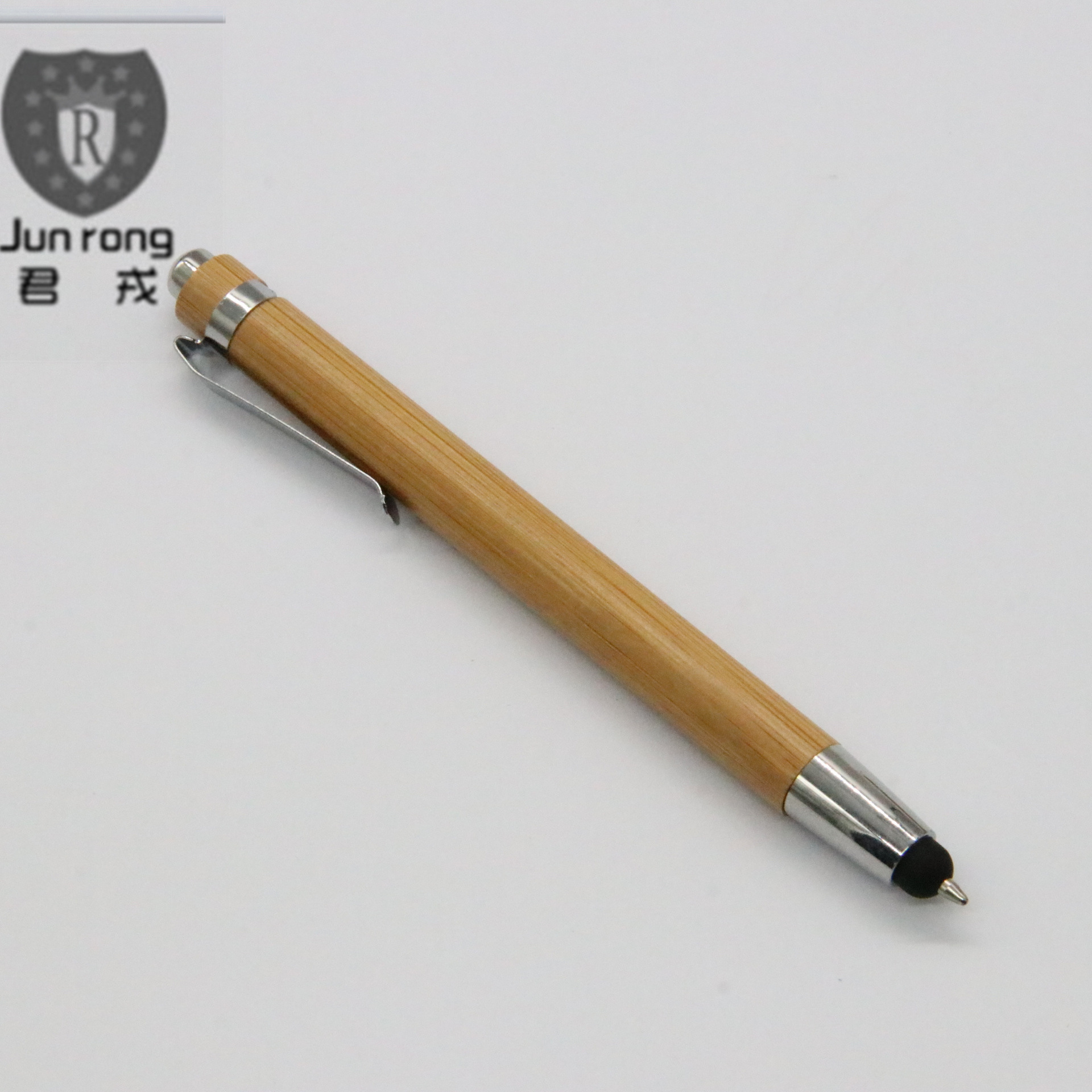Bambú pluma táctil bolígrafo pluma de la prensa pluma de metal clip aerosol pintura bolígrafo madera de bambú