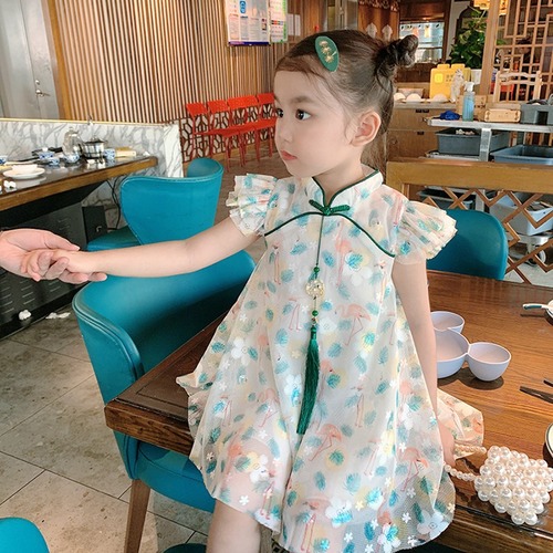 Girls Summer Dresses 2022 New Style Children's Cheongsam Summer Girls Princess Dresses Little Girls Hanfu