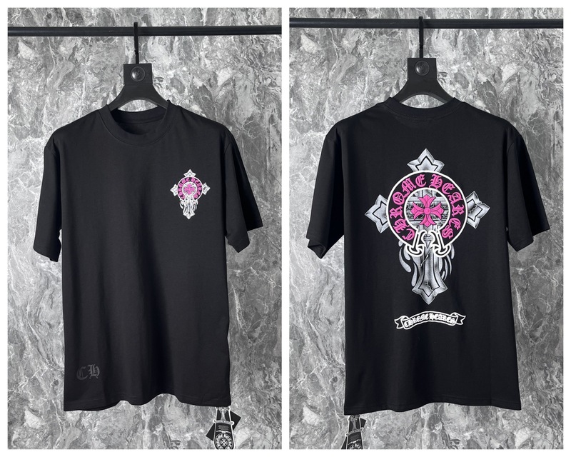 24クロスボーダートレンディブランドCh Crow*Horseshoe SanskritラウンドネックTシャツ半袖万能男女Tシャツスポット卸売|undefined