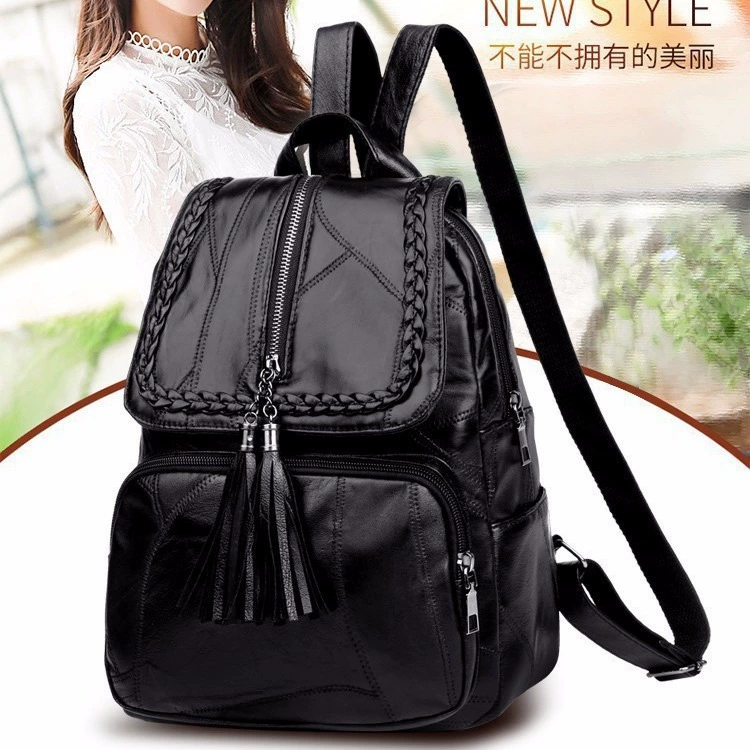 Polyurethane fashionable backpack for leisure, universal trend travel bag, shoulder bag