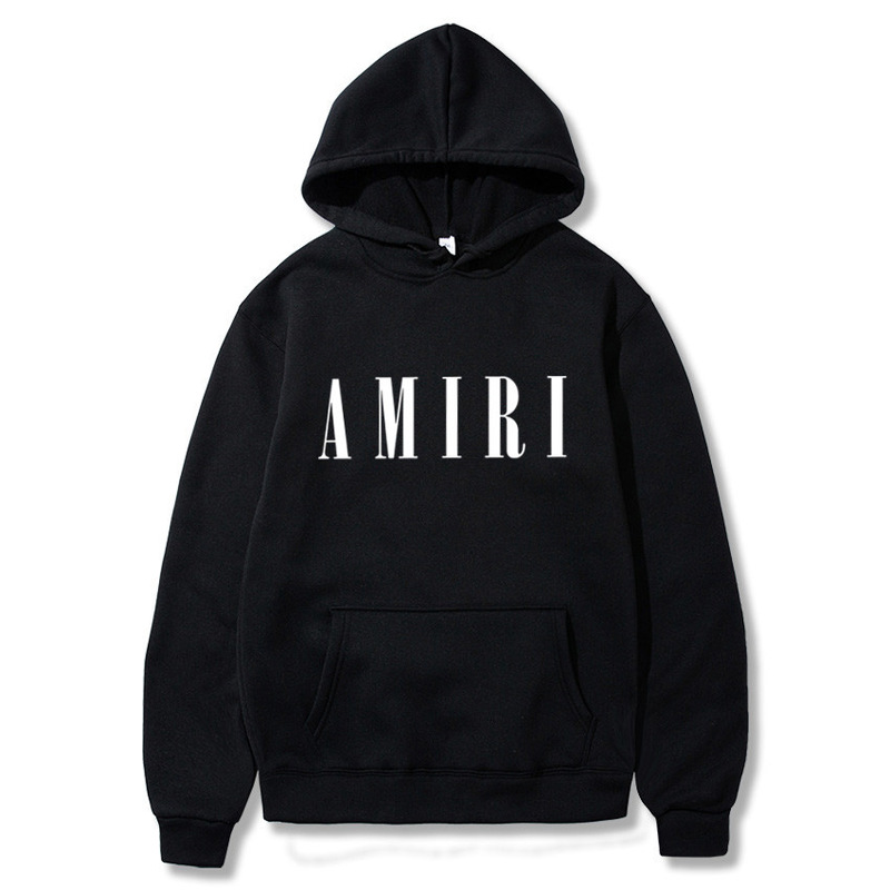 Cross-Border Temu Fleece Sweatshirt for Men and Women Amiri Printed Hoodie Loose Trendy Brand Export Sports Outdoor Sweatshirt