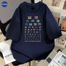 NASA港风眼力测试印花圆领短袖T恤男女夏季潮流ins青年百搭上衣12
