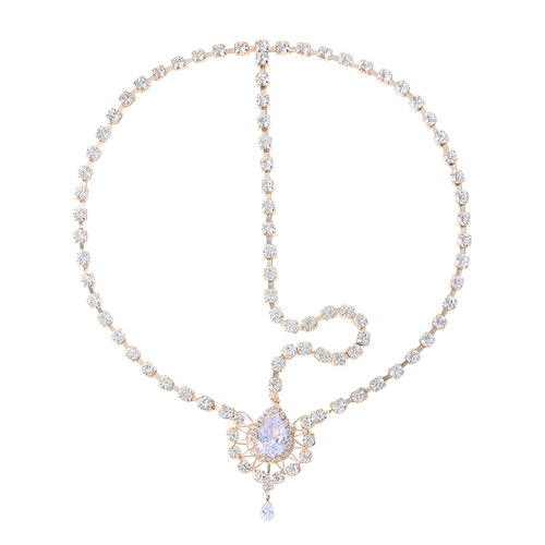 European and American cross-border bohemian water drop forehead chain bridal headwear light luxury retro crystal headband headband