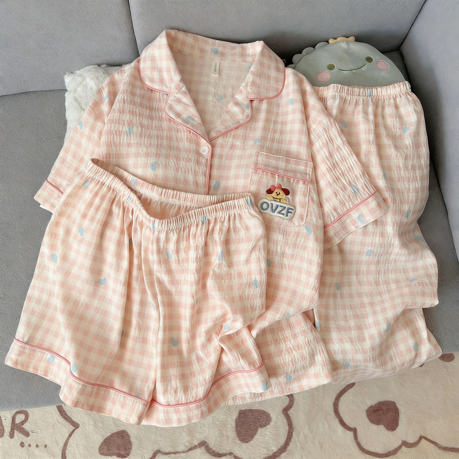 120G nubes de algodón pijama de manga corta tres piezas set ropa para el hogar sudeste asiático TK pedidos de comercio exterior transfronterizo entidad mayorista