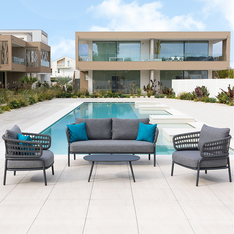 Villa Taipei ceiling sofa courtyard several outdoor furniture Nordic sun-proof waterproof balcony outdoor leisure coffee table