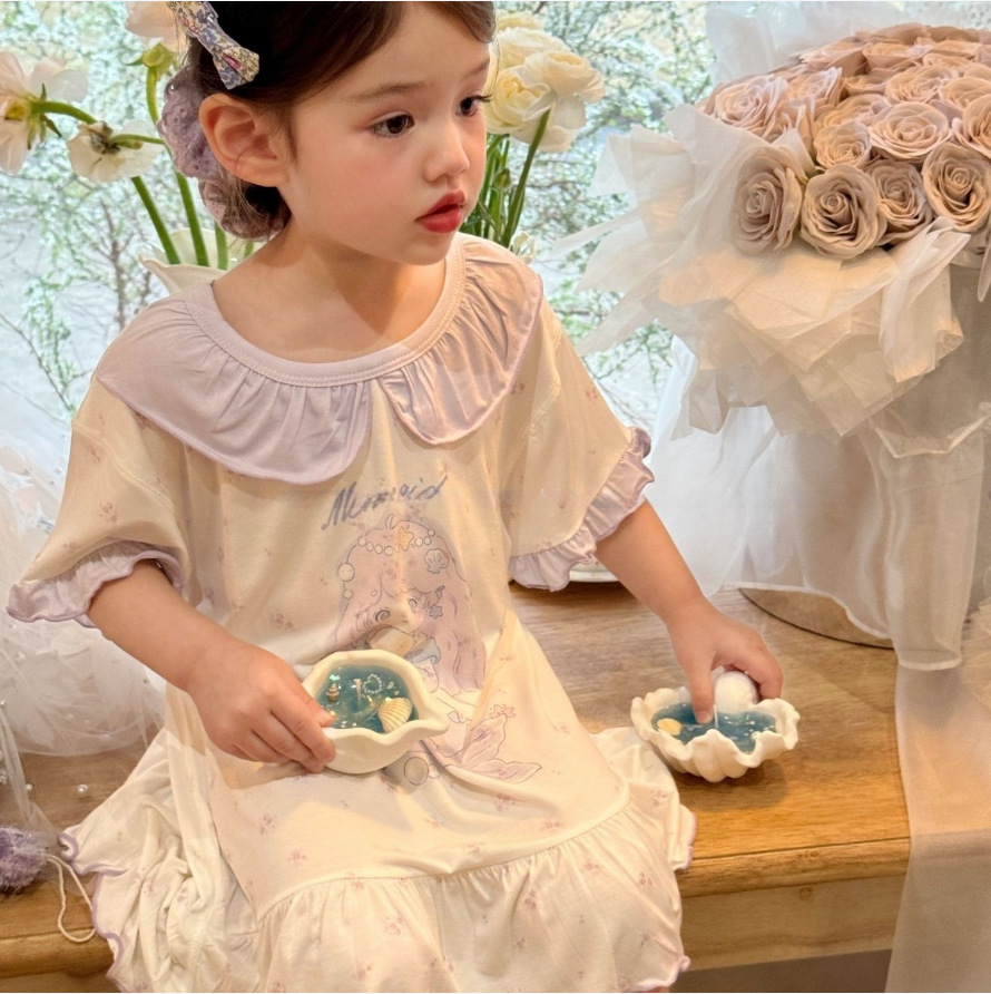 Pijama de niñas pijama infantil modelo verano princesa aicha viento bebé ropa de casa vestido delgada
