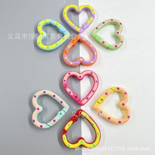 Hand-painted oil dripping spring buckle color love open paint spring ring luggage key chain diy jewelry accessories