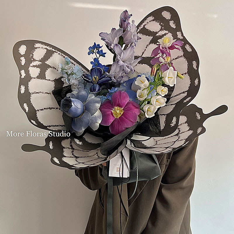 Huaxi ensueño ramo de mariposas papel de embalaje floral papel floral regalo diy pequeño papel de embalaje de flores frescas