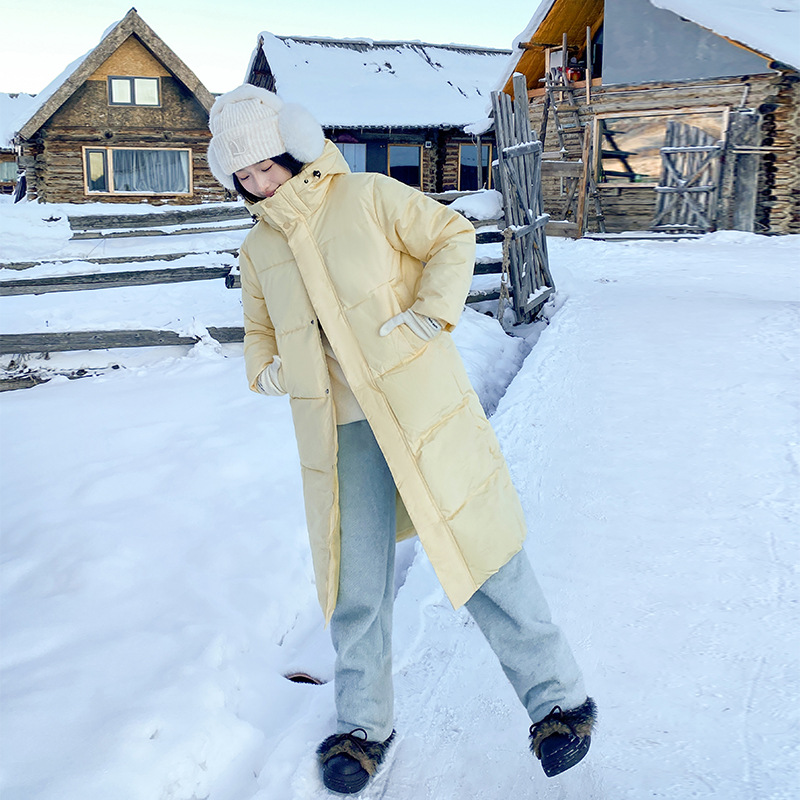 2025 invierno nueva moda suelta con capuzas de algodón de mujer larga ropa de pan gruesa chaqueta de algodón caliente image 2