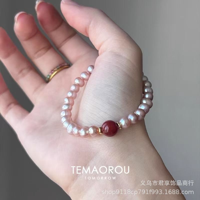 新中式宫廷极光淡水珍珠手链女款轻奢高级感串珠转运珠手饰温柔|undefined