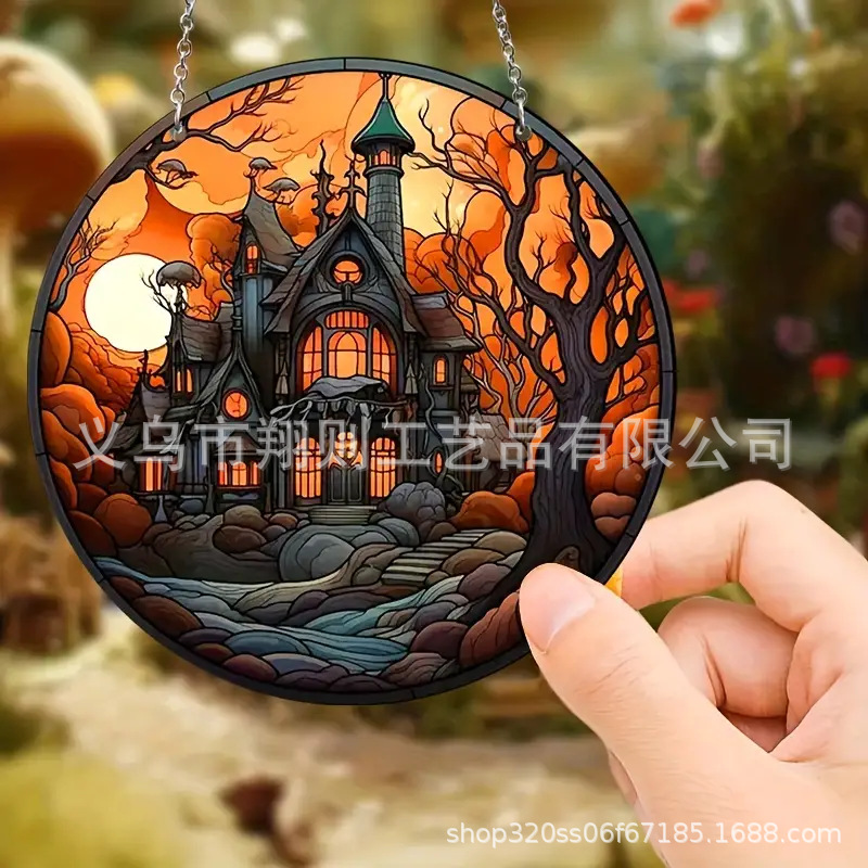 Transfronterizo serie de Halloween acrílico captador de sol artesanía decoración creativa colgante acrílico disco