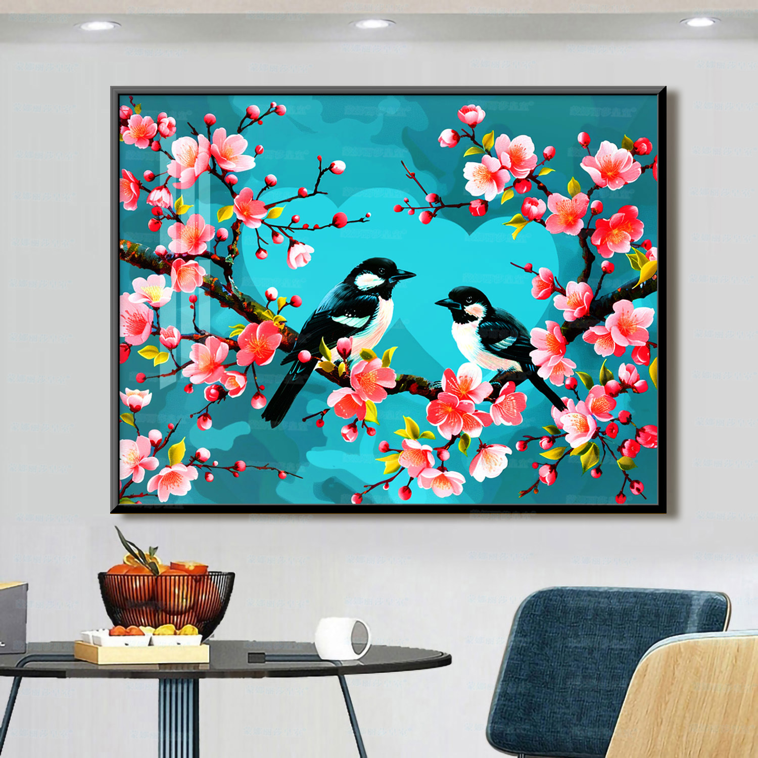 Mona Lisa real bordado cruzado para satisfacer las cejas, impresión de corazón, edición actualizada simple flor auspiciosa decoración bordada a mano image 2