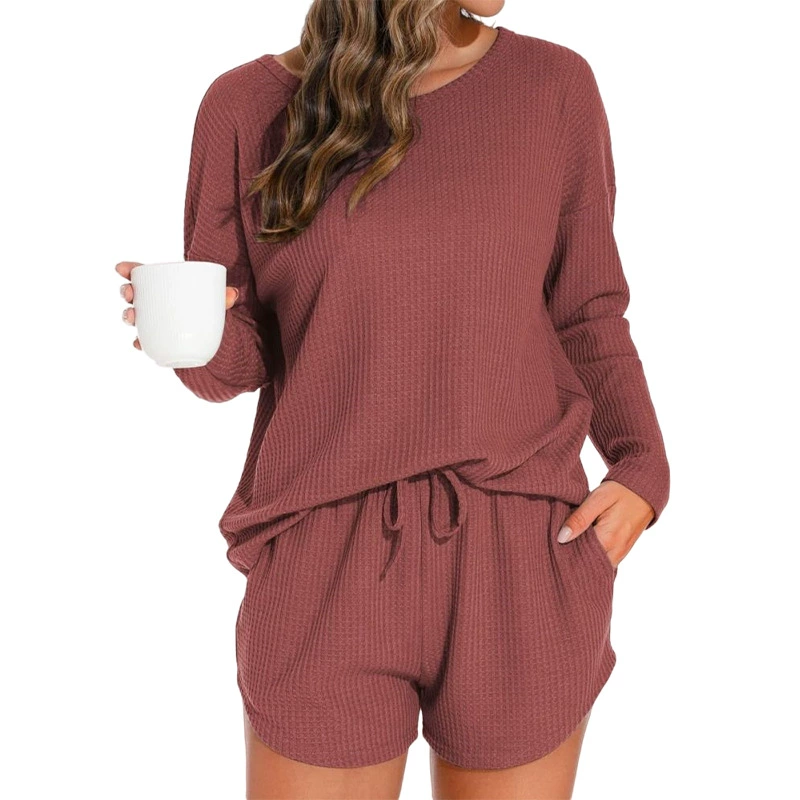 Knitted pijama, set, long-sleeve, shorts