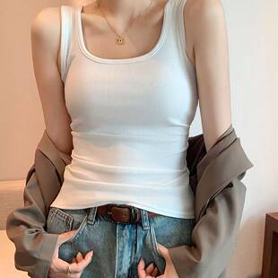 Factory direct sales square collar camisole women's summer thin style inner and outer wear slim fit anti-exposure sleeveless camisole