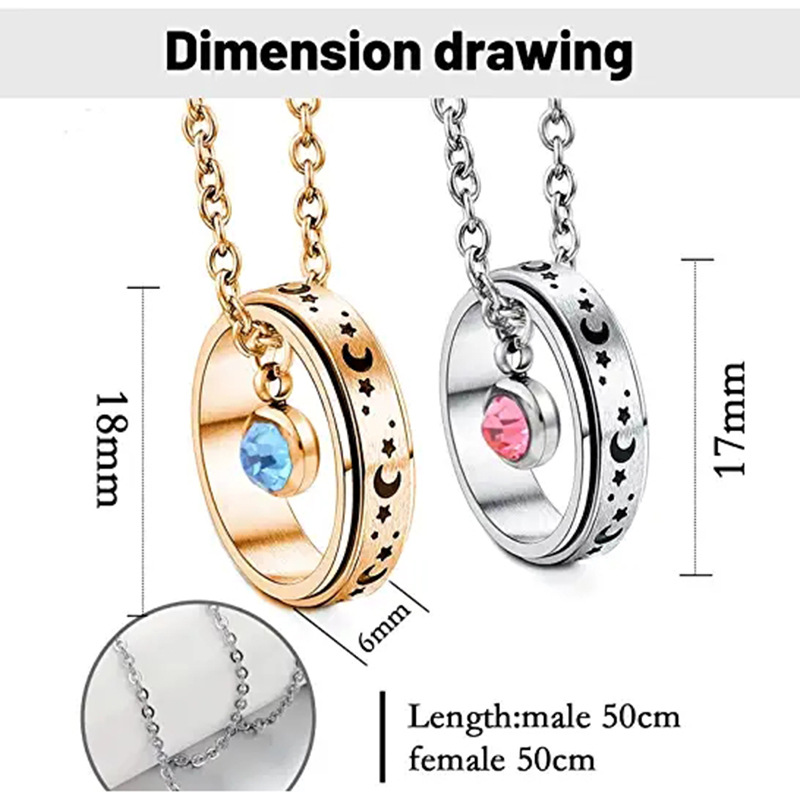 Fashion Star Titanium Steel Inlay Zircon Pendant Necklace 1 Piece