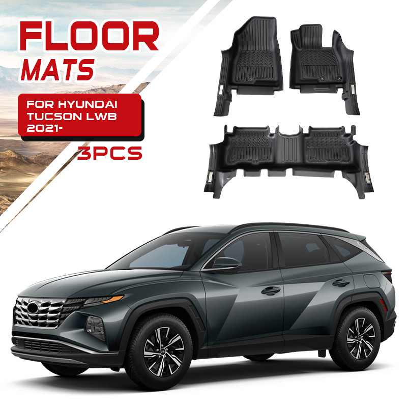 Juego de 3 alfombrillas especiales TPE para Tucson LWB con volante a la derecha (2021-presente).