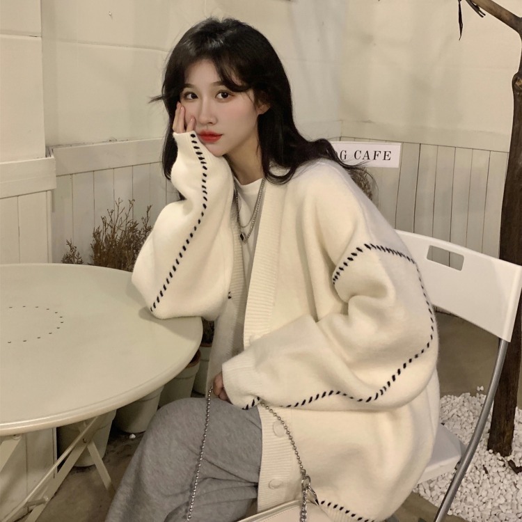 Japanese and Korean Oversized Knitted Cardigan 2026 Autumn and Winter Women's Fashion Casual Plus-Size Lazy Style Sweater Women's Coat