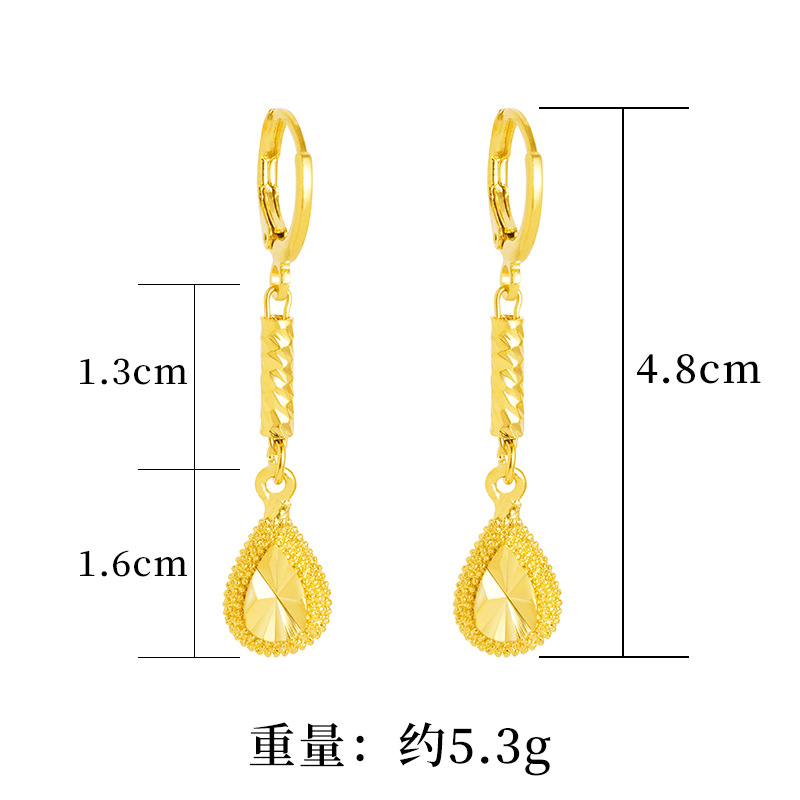 Pendientes de gota de Agua de Oro de imitación de aleación de cobre de las mujeres elegantes artesanía antigua Arena de Vietnam pendientes de oro al por mayor joyería de estilo chino