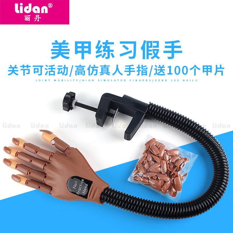 Nail art prosthetic hand bendable and movable joint model practice prosthetic hand mechanical positioning hand model for men and women