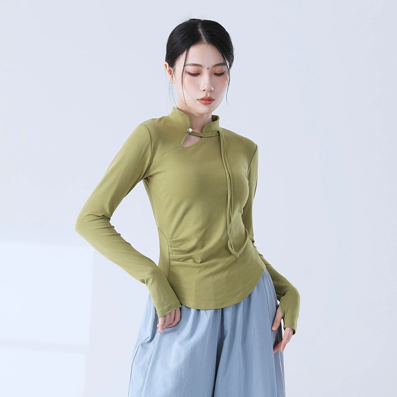 Modern base body-friendly retro cheongsam, sports clothing, long-sleeve, Chinese style