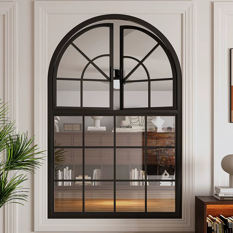 Ventanas deslizantes francesas ventanas retro ventanas de arco de hierro forjado ventanas de vidrio templado ventanas de aluminio particiones decorativas