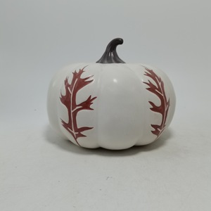 定制批发欧美主流丰收节装饰品陶瓷彩色釉面白南瓜感恩节工艺礼物