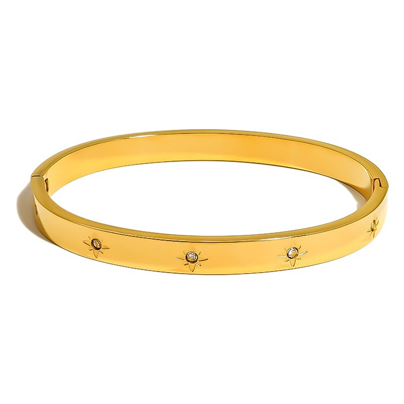 Estilo coreano de moda celebridad de Internet Acero inoxidable ocho Awn Star diamante hebilla de acero inoxidable galvanoplastia pulsera no se desvanece accesorios al por mayor
