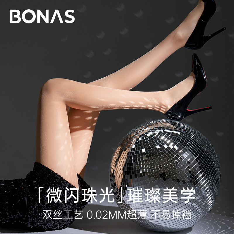 BONAS 별빛 펄 여성 스타킹 0D 초박형 올풀림 방지 T팬티형 무봉제 팬티스타킹