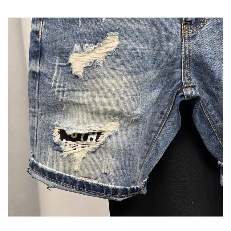 Men's Loose Fit Ripped Distressed Denim Shorts Summer Casual Retro Trendy Five Point Versatile_mkmklike.com