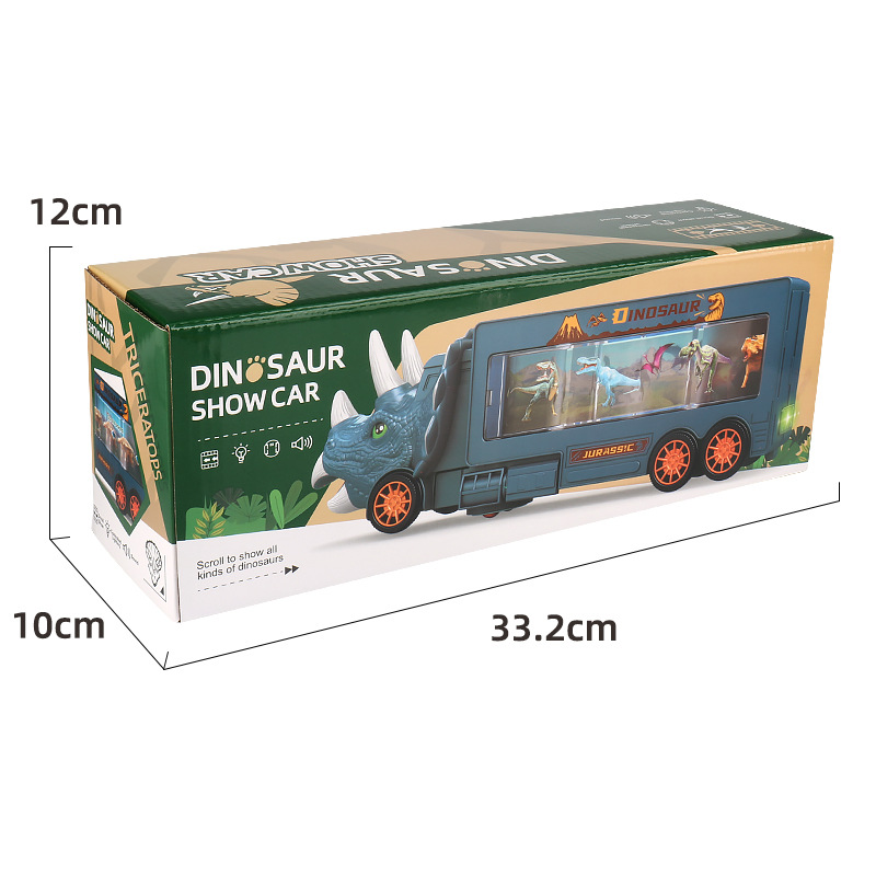 Universal eléctrico dinosaurio vehículo de transporte colorido música luz dinosaurio contenedor remolque niño coche de juguete al por mayor