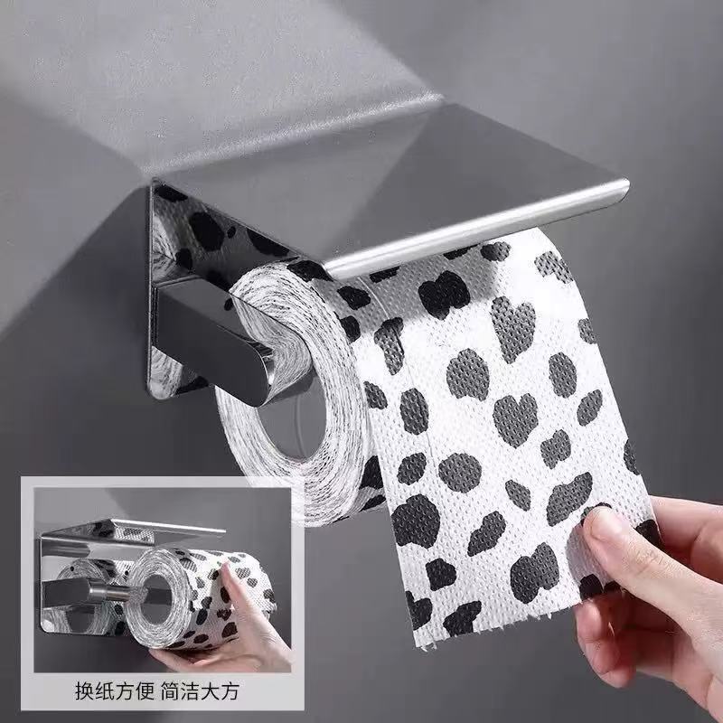 Soporte cuadrado de acero inoxidable 304 para rollos de papel, estante de almacenamiento transfronterizo para teléfonos móviles, soporte de papel higiénico para baño, soporte de almacenamiento de papel de 304.