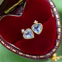 18-каратное золото натуральный морской сапфир темперамент серьги au750 золотой цвет сокровище любовь модные серьги женский камень 40 точек