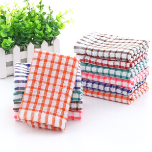 Manufacturer Wholesale 28*40cm Blended 23g Kitchen Towel Tea Towel Absorbent Jacquard Plaid Towel Cross-Border Spot Batch