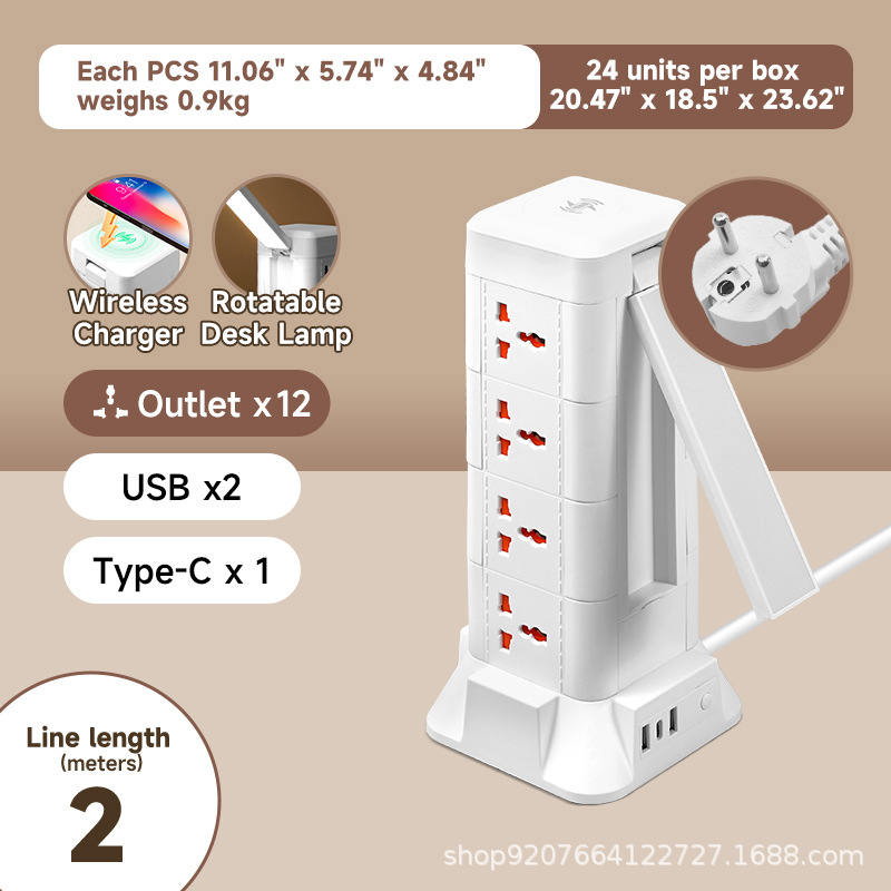 Estándar europeo-2 metros-4 capas/USB/cargador inalámbrico/luz nocturna