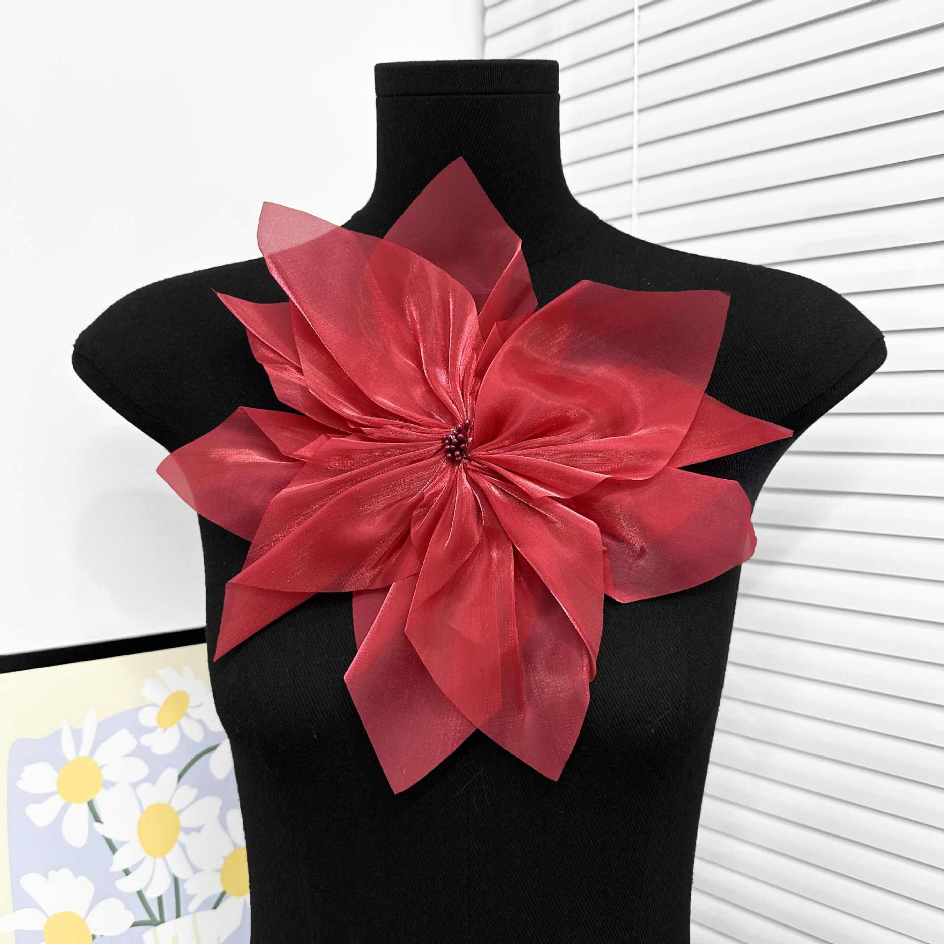 Flor de Organdí Decorativa de Poliéster para Vestidos y Ropa image 13