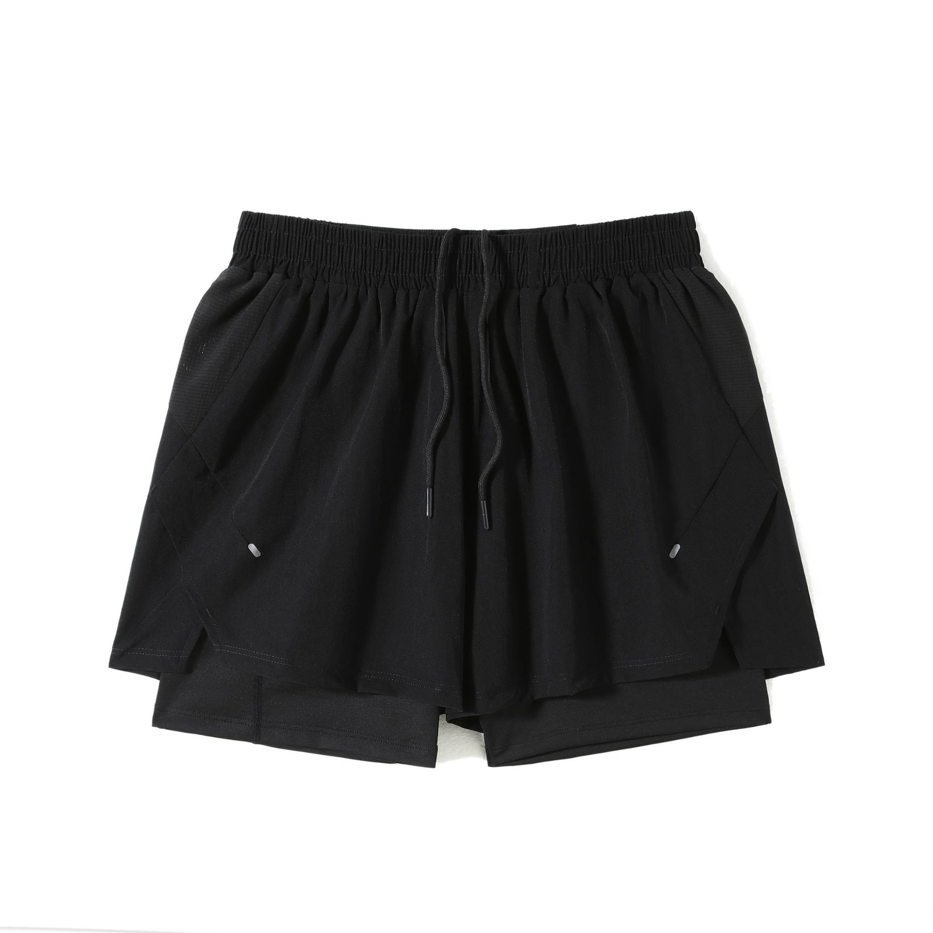 Pantalones cortos de correr para hombres de maratón rápido y seco pista y campo de tres puntos para revestimiento de pantalones de doble capa deportivo fitness puede poner el teléfono móvil