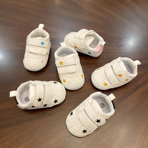 春秋季新款0-1岁男女宝宝软底软面小白鞋2-4-7-13月新生儿学步鞋