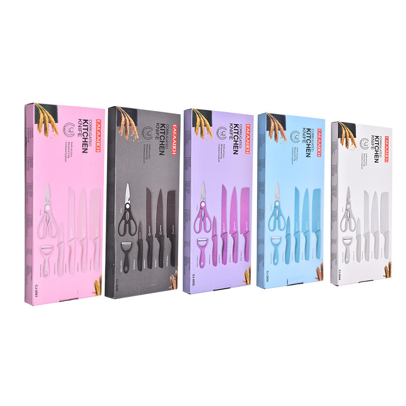 Fabricantes transfronterizos de utensilios de cocina de acero inoxidable color sólido conjunto de utensilios de cocina conjunto de cuchillos