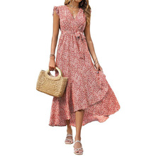 M 32630 Floral bohemian V-neck A-line maxi ���ܲ������� V ��